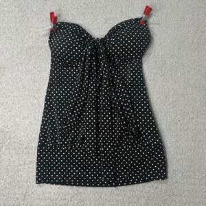 All About Me Halter Top Vintage Y2K XS Black Polka Dot Indie Coquette Baddie